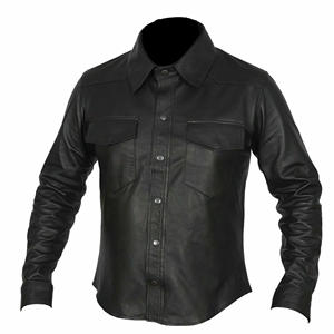 Chemise en cuir à la mode pour hommes sur mesure Chemise en cuir à la mode pour hommes Chemise en cuir coupe décontractée Produit très vendu de haute qualité - Product Image 1
