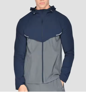 Survêtement athlétique à capuche pour homme Survêtement à manches longues avec fermeture à glissière complète Pantalon de jogging 2 pièces Patchwork Sportsuits - Product Image 6