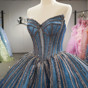 6960 Popularity Blue Sweetheart Sequined 15 <b>Debutant</b> Ball Gown Evening <b>Dresses</b> - Product Image 5