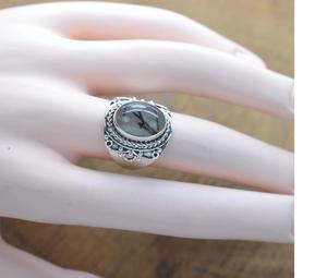 Anillo de piedras preciosas de Plata de Ley 925 rutilo negro hecho a mano elegante joyería Natural regalo para su piedra natal de abril - Product Image 4