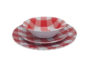 Juego de <span class=keywords><strong>vajilla</strong></span> de <span class=keywords><strong>melamina</strong></span> Náutica de 3 piezas a cuadros rojo marino 10 \ "/8 \" plato de plástico ecológico plato de ensalada característica sostenible - Product Image 5