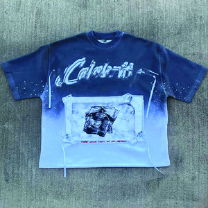 Camiseta de Felpa con Logotipo Personalizado del Fabricante, Lavado Ácido, 100% Algodón, Transpirable, de Secado Rápido, Doble Color, Corte Holgado - Product Image 1