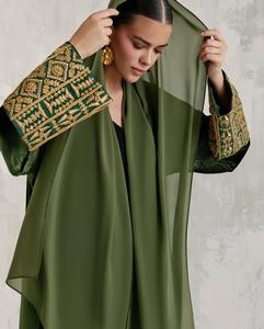 Abaya de luxe faite à la main, taille XXL, style élégant à volants, robe traditionnelle musulmane pour adultes et filles, tenue pour occasions spéciales - Product Image 4