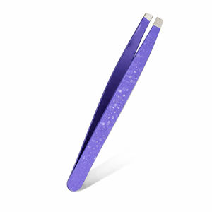 Pinzas para Cejas Color Púrpura, de Acero Inoxidable, Punta Inclinada, Herramienta de Belleza para Depilación de Precisión, Antideslizantes, con Recubrimiento de Color - Product Image 1