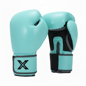 Guantes de Boxeo de Entrenamiento Sanda Personalizados en Azul, Blanco, Rojo y Amarillo, 16 oz, Material PU, Transpirables, Cierre de Gancho y Bucle en Todos los Dedos - Product Image 3