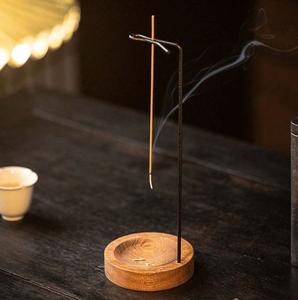 Bandeja de soporte de incienso de esmalte de madera hecha a mano, quemador de incienso de madera natural con diseño de esmalte blanco, incienso decorativo elegante - Product Image 5