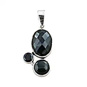 Pendentif en argent 925 plaqué or rose avec pierre d'onyx noire et pierre précieuse taille émeraude et placage rhodium pour femmes - Product Image 3