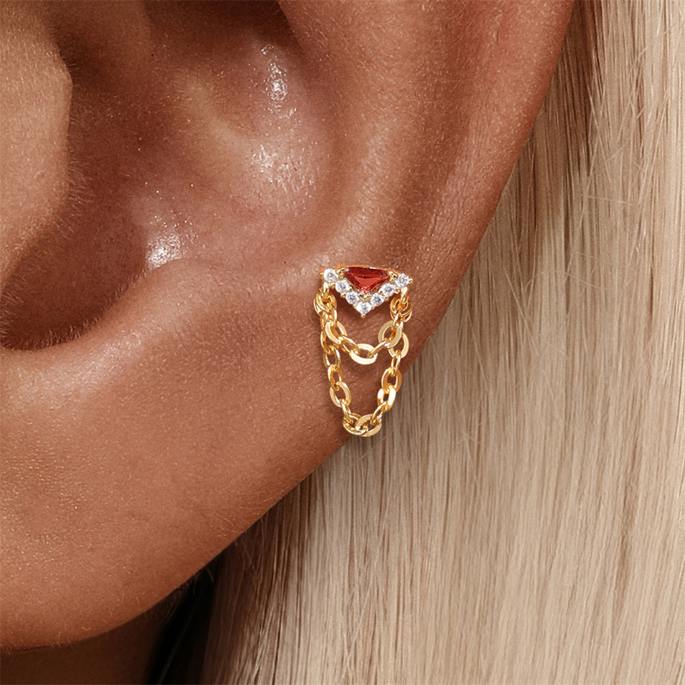 red flat back earrings