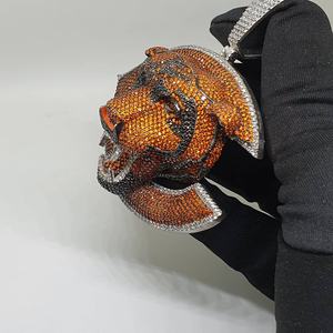 Or jaune 14K plus de 2.50 ct Moissanite ronde taille princesse Pendentif Roi Lion pour homme plaqué or style Hip Hop - Product Image 4