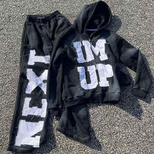 Survêtement en coton de fabrication artisanale, délavé à l'acide, personnalisé, 600 GSM, lourd, vintage, broderie usée, streetwear - Product Image 3