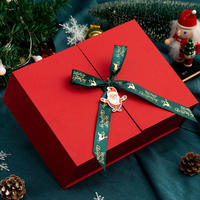 Grandes boîtes-cadeaux de Noël rouges personnalisées avec ruban Boîte vide à double porte Gaufrage plastification mate Traitement de l'impression par revêtement UV