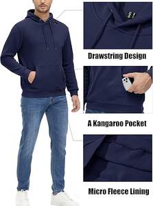 Sweat-shirts et pulls à capuche pour hommes avec logo personnalisé, pour la salle de sport, entraînement actif, manches longues, séchage rapide, légers - Product Image 4