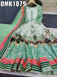 Garara Suit Anarkali <b>Kurta</b> / Kurti Dress <b>Women</b> Wedding Party Pakistani Cotton Moisture Wicking Sun Protection Knee-Length - Product Image 3