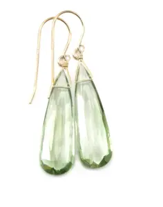 Quartz améthyste vert suspendu argent 925 plaqué or longue larme poire perceuse et crochet réglage goutte boucles d'oreilles pierres précieuses