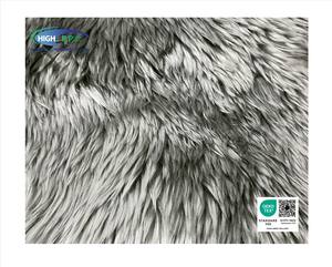 Tissu en fausse fourrure de couleur grise, poil long de 100 mm, tricoté avec un dos en acrylique 100%, vêtements, textiles de maison, directement de l'usine - Product Image 4