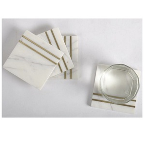 Juego de posavasos de té de madera de suministro de fábrica, 4 piezas, alfombrillas de mármol cuadradas clásicas, almohadillas para tazas de bebidas de La India por Artesanías de dirección - Product Image 4