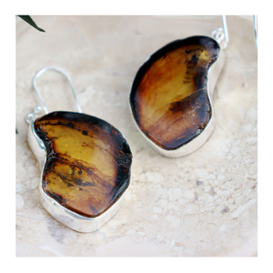 Fancy Cab ámbar piedra preciosa pendiente 925 plata esterlina con bisel plateado pendiente de moda para regalo de boda - Product Image 4