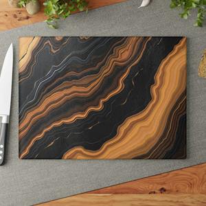 Planche à découper en marbre design marron et noir, planche de cuisine haut de gamme pour cours de cuisine, préparation des aliments et présentation, en provenance d'Inde - Product Image 6