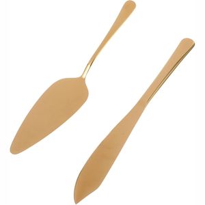 2-Piece Gold <b>Cake</b> <b>Server</b> Set | Food Grade Stainless Steel <b>Cake</b> Knife | Wholesale Luxury Dessert <b>Server</b> for Wedding Events & Home - Product Image 1