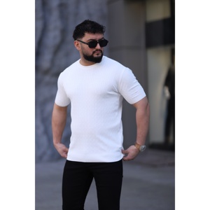 T-SHIRT TRICOTÉ À COL BÉRET - BLANC - Product Image 1