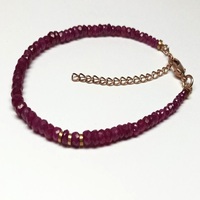 Bracelet tendance en pierres précieuses rubis facettées en forme de rondelle, pierre de naissance de juillet, or rose, 8 pouces, au meilleur prix de gros