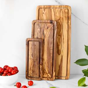 Bloque de cortar de madera rectangular ecológico grande con logotipo personalizable con mango sostenible para utensilios de cocina y ranura para jugo - Product Image 2