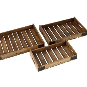 Plateau de service en bois massif poli écologique, style campagnard, poignées, taille personnalisée, durable, élégant pour les mariages, utilisation sur lit, ottoman - Product Image 1