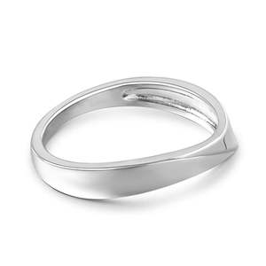 Sterling <b>Silver</b> Men's Band with Rhodium Plated Zircon <b>Wave</b> Design - Product Image 2