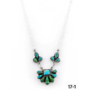 Collier artisanal sud-ouest avec serti clos, mélange de turquoise et technologie d'incrustation en argent sterling - Product Image 2