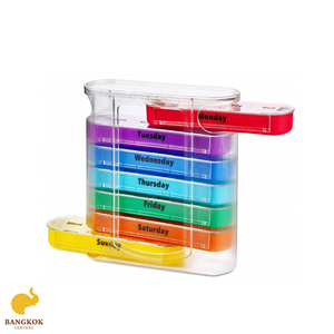 Boîte à pilules coulissante, boîte à pilules de voyage hebdomadaire, boîte à pilules pour 7 jours, organiseur de médicaments pour vitamines en provenance de Thaïlande - Product Image 1