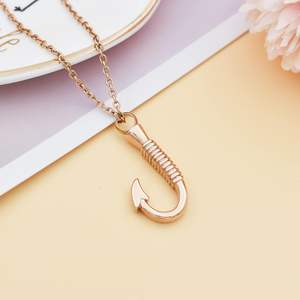 Crochet en or rose Bijoux souvenir Crochet en acier inoxydable Collier pour urne de crémation Pendentif Urne commémorative unisexe Taille personnalisée - Product Image 2