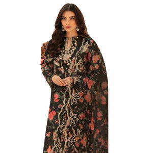 100% Cotton Women's Casual Kurti <b>Shawl</b> Dress High Quality Pakistani Embroidered Lace Zipper Button Party Salwar Kameez - Product Image 6