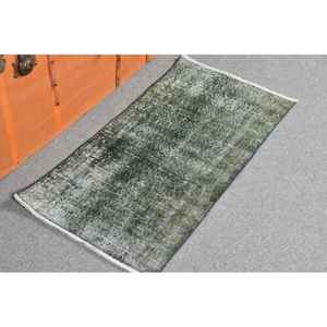 Tapis turc 1,6 x 3,2 pieds, petit tapis vintage, tapis en laine marocain vert gris - Product Image 2