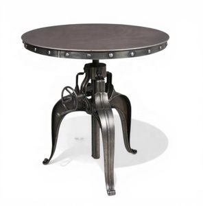 Industrial Crank <b>Table</b> Metal Iron | Vintage Adjustable Dining <b>Bar</b> <b>Table</b> Restaurant | Height Adjustable Loft Furniture AKKU ART - Product Image 1