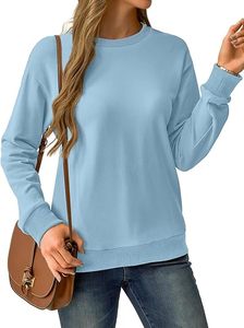 เสื้อสเวตเตอร์แขนยาวคอกลมสำหรับผู้หญิงเสื้อสเวตเชิ้ตสีบล็อกแบบหลวมลำลอง - Product Image 4