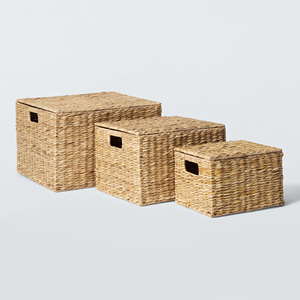 Juego de cajas de almacenamiento tejidas, cajas decorativas de jacinto de agua para la organización del hogar - Product Image 1