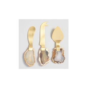 Juego de cuchillos de queso de acero inoxidable económico con diseño de resina chapada en oro Mango hecho a mano Lindo para uso en la cocina - Product Image 1