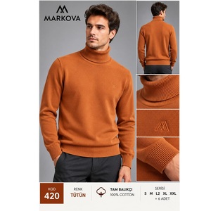 Pull col roulé pour homme MARKOVA, couleur Taba, style 420, 100% coton, tissu tricoté pour l'hiver, première qualité, best-seller, vente en gros - Product Image 2