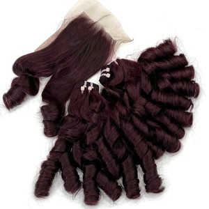 SDD pour Ombre Gris Oeuf Frisé Remy Extensions de Cheveux Vietnamien Donneur Unique de Cheveux Humains avec Fermeture Frontale Bundles de Haute Qualité - Product Image 4