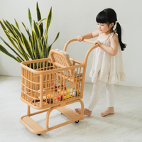Chariot de courses en rotin au meilleur prix de gros, jouets artisanaux, organiseurs pour filles et garçons, fabriqué au Vietnam