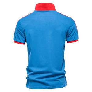 Bleu foncé décontracté à manches courtes pour hommes pour Polo T-Shirt 100% coton motif solide conception d'impression unie Logo personnalisé broderie haute - Product Image 3