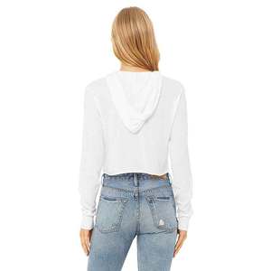 2024 nueva llegada de mujer de talla grande pulóver Crop Top de algodón de gran tamaño liso cuello redondo Sudadera con capucha ropa deportiva para entrenamiento - Product Image 6