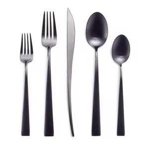 Cubiertos de Metal de acero inoxidable con mango de diseño de plumas con acabado mate, juego de cubiertos personalizado de cocina de Hotel de lujo elegante - Product Image 5