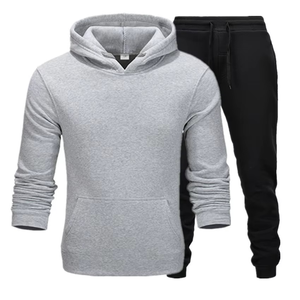 Conjunto Deportivo de Dos Piezas para Hombre, Talla Grande, Mangas Largas, Sudadera con Capucha de Felpa Técnica Lisa, Venta al Por Mayor - Product Image 4