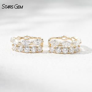 Starsgem Boucles d'oreilles en or massif 10 carats, unisexe, tendance, 0,5 ct, 0,6 ct, forme fantaisie, diamants de laboratoire cultivés, boucles d'oreilles - Product Image 1