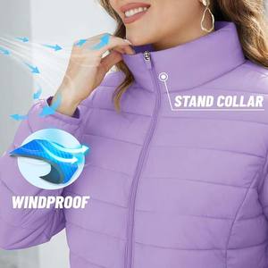 <b>Women's</b> Light <b>Purple</b> Lightweight Puffer <b>Jacket</b> Packable Windproof Warm Winter Coat Water Resistant Outerwear with Zipper Closure - Product Image 5