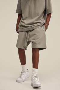 Qelonto Pantalones cortos informales de gran tamaño para hombre Logotipo bordado personalizado Algodón French Terry Tech Fleece Método de tejido de cintura media - Product Image 5