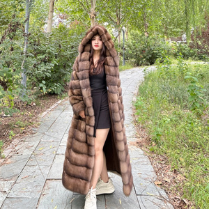 Women's Luxury Full <strong>Length</strong> Vintage Woven Wool/Silk <strong>Coat</strong> with Hood <strong>Floor</strong> <strong>Length</strong> Standard Thickness Light Warm - Product Image 2