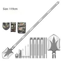 Pelle tactique portable multi-outils de survie avec manche réglable, hache, scie et ouvre-bouteille pour la randonnée et la chasse