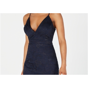 Abito da sera mini Emerald Sundae Junior blu con spalline sottili e scollo a V, taglia XS con vita naturale - Product Image 5